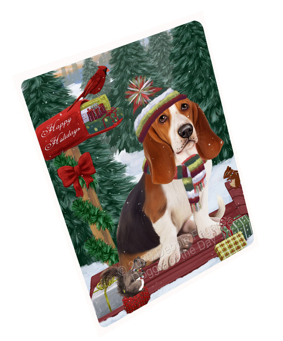 Christmas Woodland Sled Basset Hound Dog Cutting Board - For Kitchen - Scratch & Stain Resistant - Designed To Stay In Place - Easy To Clean By Hand - Perfect for Chopping Meats, Vegetables, CA83756