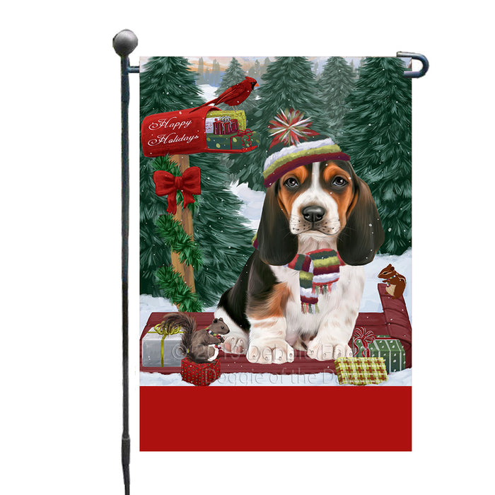 Personalized Merry Christmas Woodland Sled  Basset Hound Dog Custom Garden Flags GFLG-DOTD-A61490