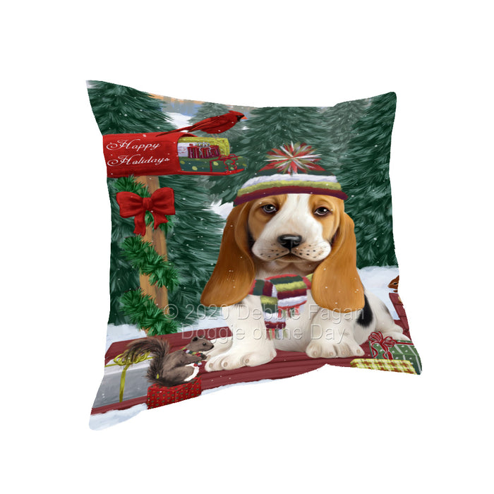 Christmas Woodland Sled Basset Hound Dog Pillow with Top Quality High-Resolution Images - Ultra Soft Pet Pillows for Sleeping - Reversible & Comfort - Ideal Gift for Dog Lover - Cushion for Sofa Couch Bed - 100% Polyester, PILA93535