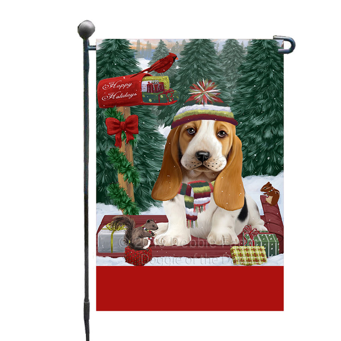Personalized Merry Christmas Woodland Sled  Basset Hound Dog Custom Garden Flags GFLG-DOTD-A61491