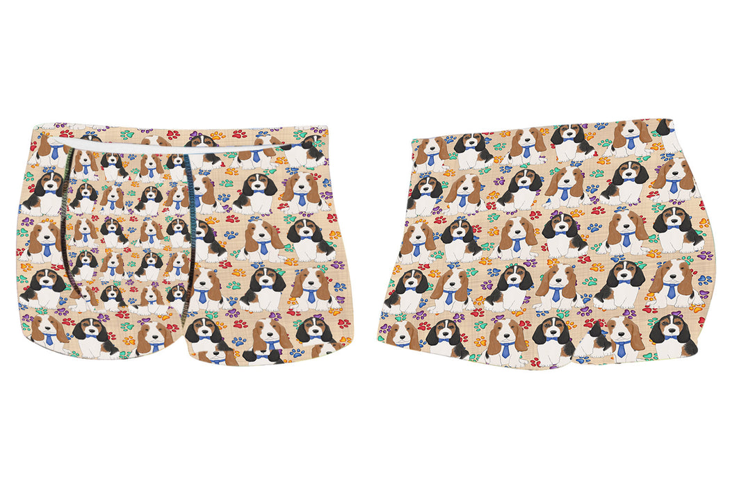 Rainbow Paw Print Basset Hound Dogs BlueMen's All Over Print Boxer Briefs