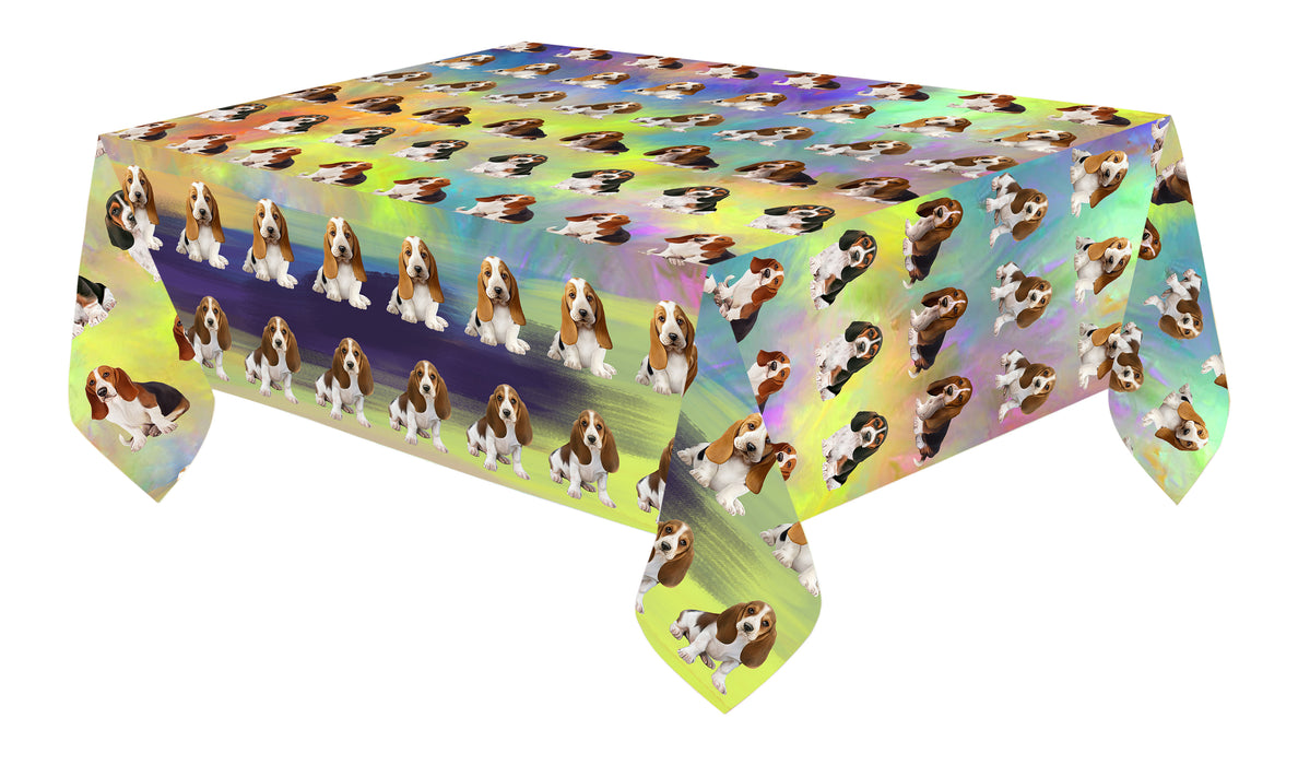 Paradise Wave Basset Hound Dogs Cotton Linen Tablecloth