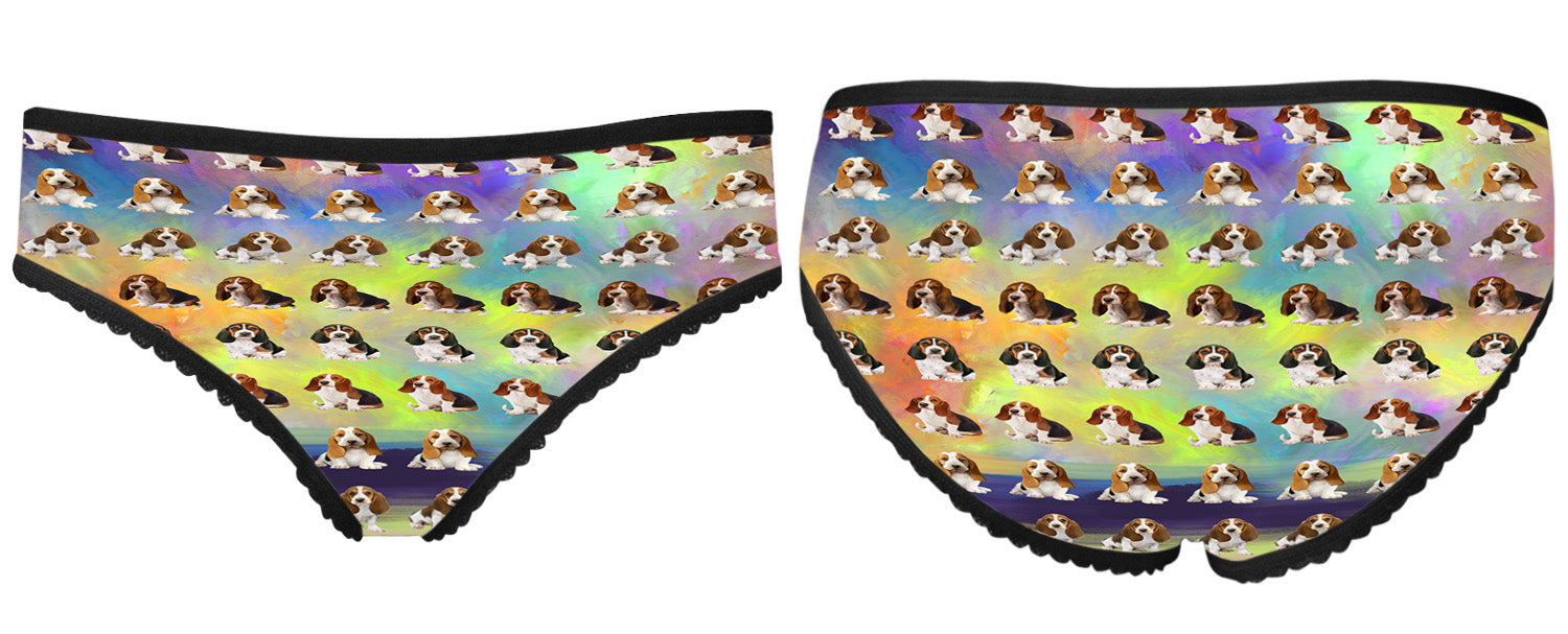 Paradise Wave Basset Hound Dogs All Over Print High-cut Women's Brief