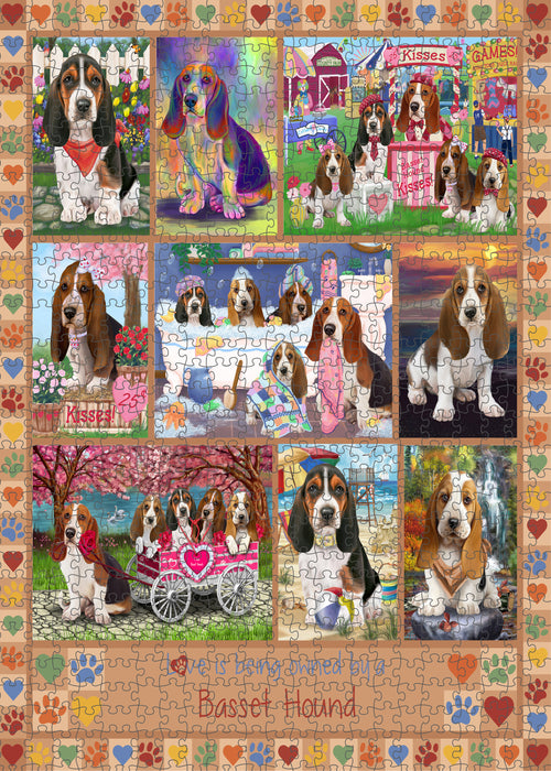 Love is Being Owned Basset Hound Dog Beige Puzzle with Photo Tin PUZL98220