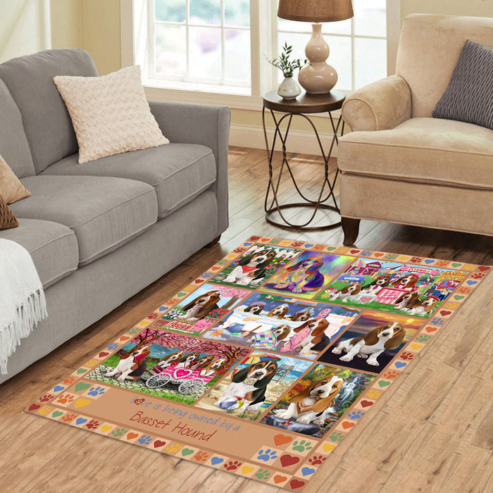 Love is Being Owned Basset Hound Dog Beige Area Rug