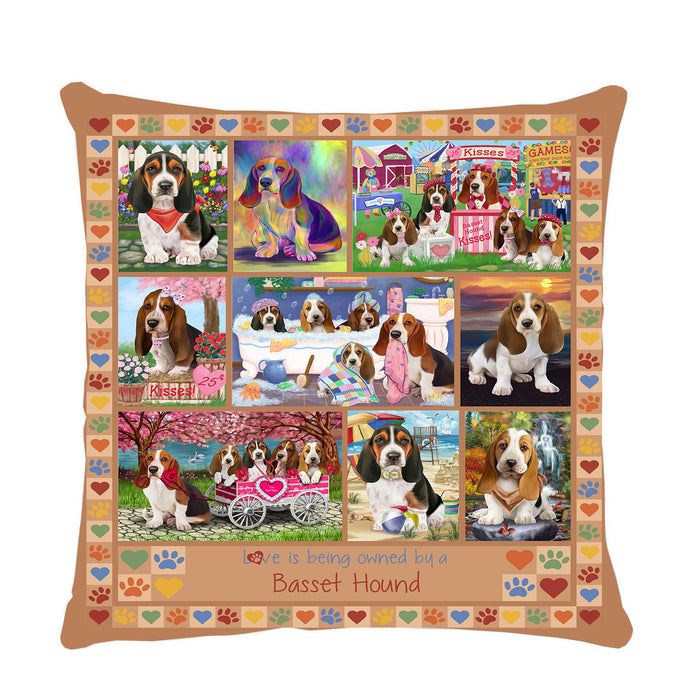 Love is Being Owned Basset Hound Dog Beige Pillow PIL84604