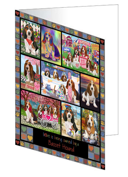 Love is Being Owned Basset Hound Dog Grey Handmade Artwork Assorted Pets Greeting Cards and Note Cards with Envelopes for All Occasions and Holiday Seasons GCD77177