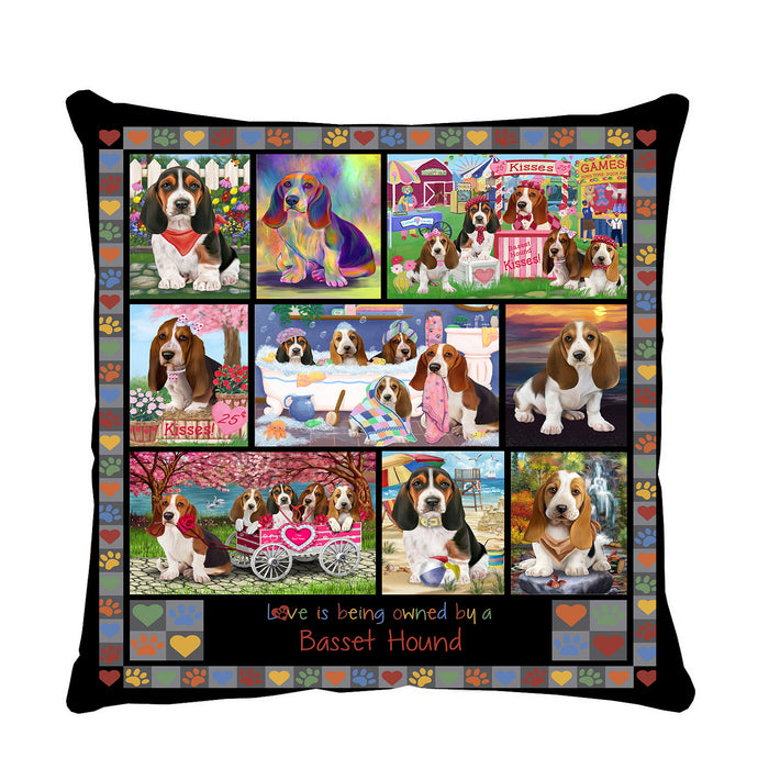 Love is Being Owned Basset Hound Dog Grey Pillow PIL84608