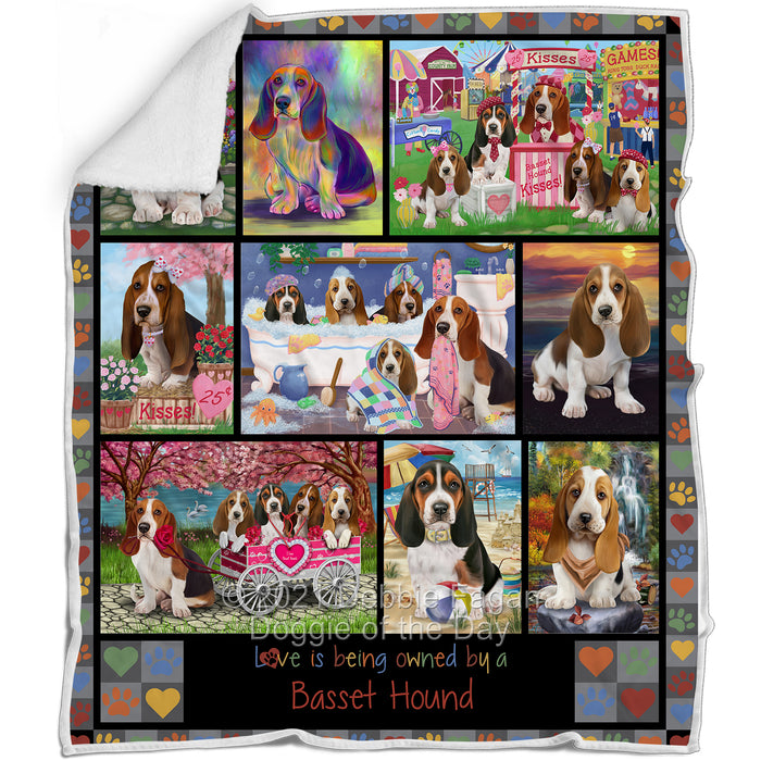Love is Being Owned Basset Hound Dog Grey Blanket BLNKT136965