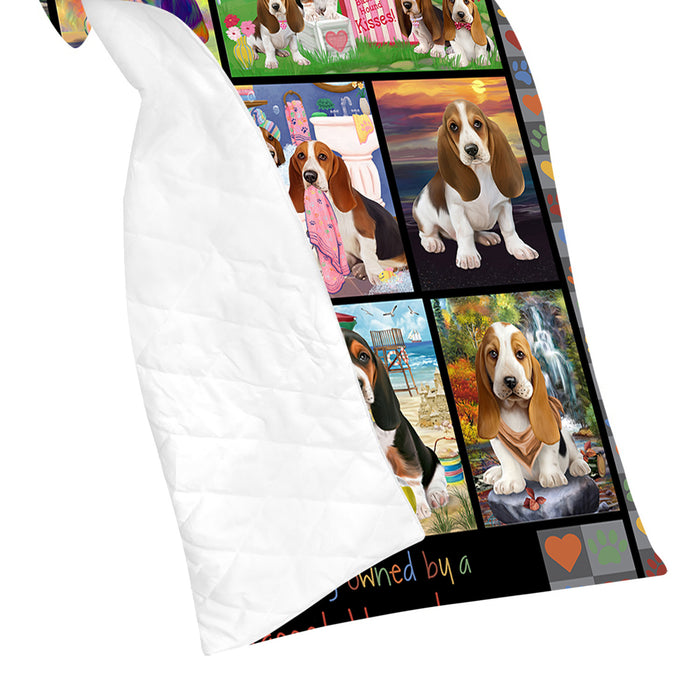 Love is Being Owned Basset Hound Dog Grey Quilt