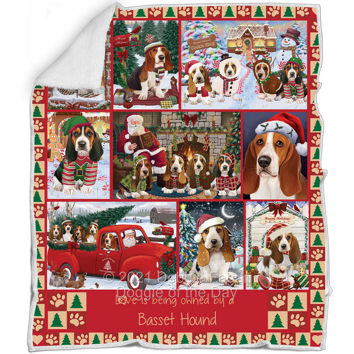 Love is Being Owned Christmas Basset Hound Dogs Blanket BLNKT143438