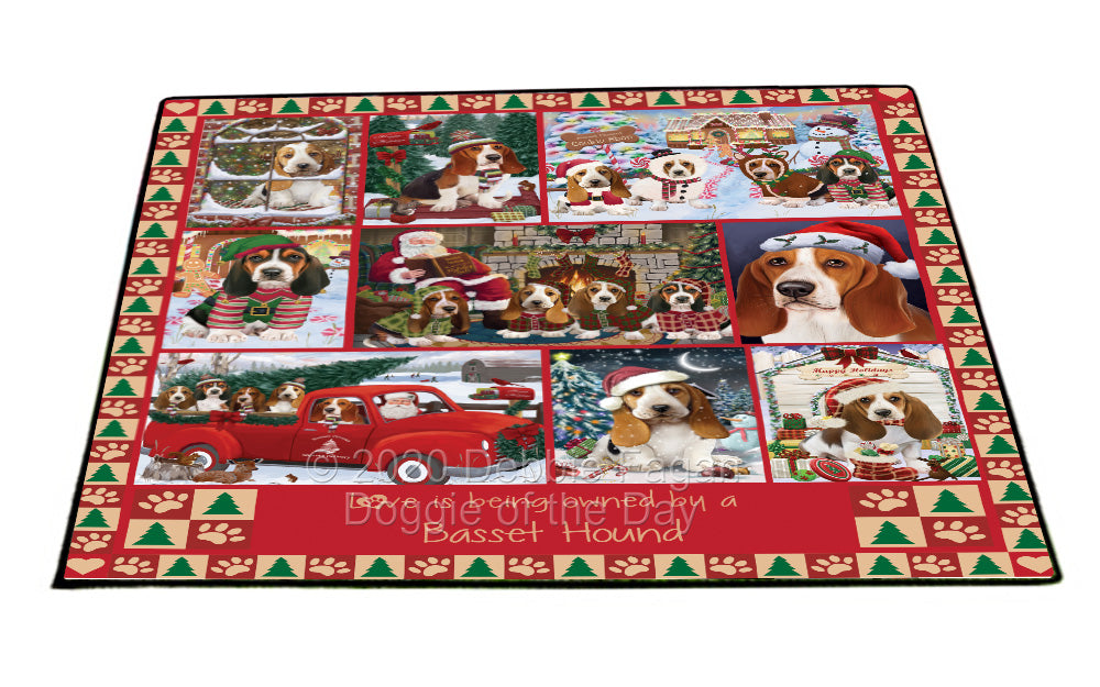 Love is Being Owned Christmas Basset Hound Dogs Floormat FLMS54763