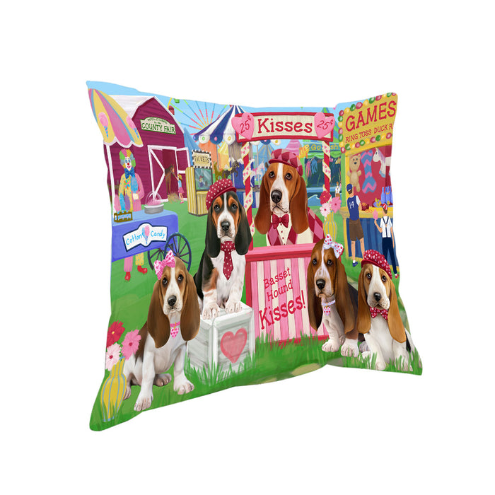 Carnival Kissing Booth Basset Hounds Dog Pillow PIL72044