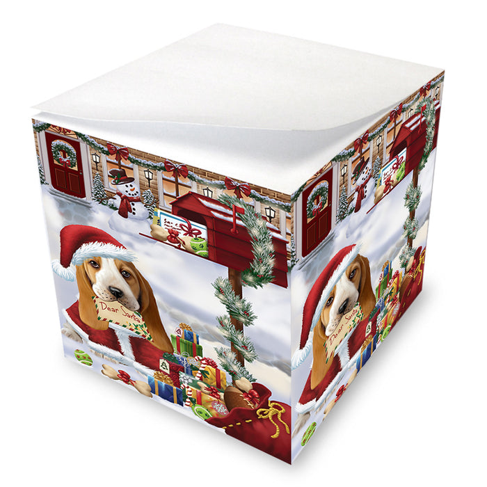 Basset Hound Dog Dear Santa Letter Christmas Holiday Mailbox Note Cube NOC55517