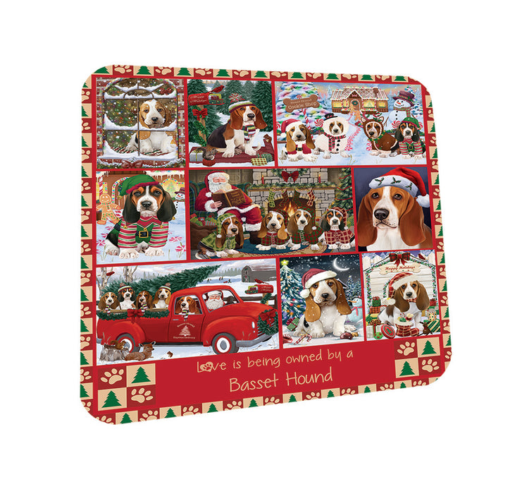 Love is Being Owned Christmas Basset Hound Dogs Coasters Set of 4 CST57153