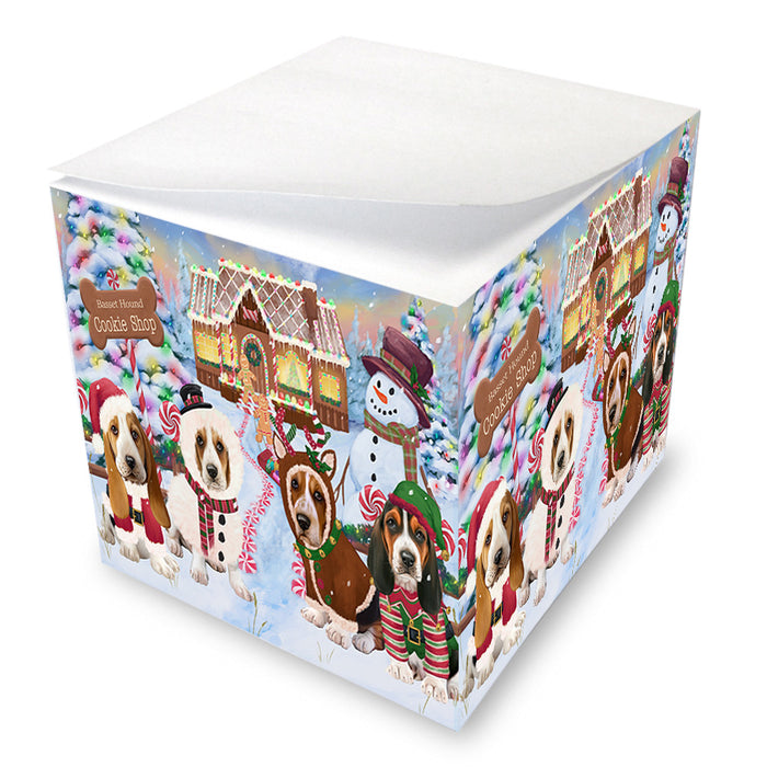 Holiday Gingerbread Cookie Shop Basset Hounds Dog Note Cube NOC54173