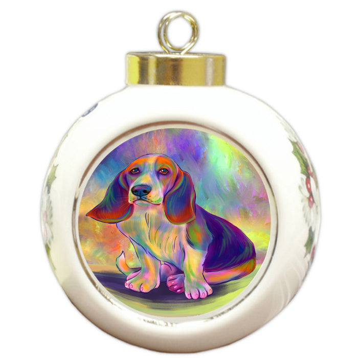 Paradise Wave Basset Hound Dog Round Ball Christmas Ornament RBPOR57047