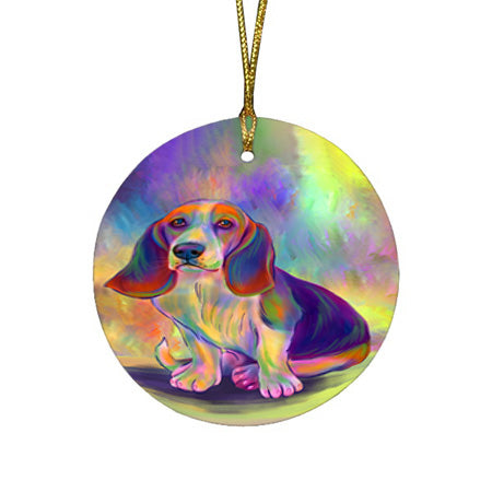 Paradise Wave Basset Hound Dog Round Flat Christmas Ornament RFPOR57047