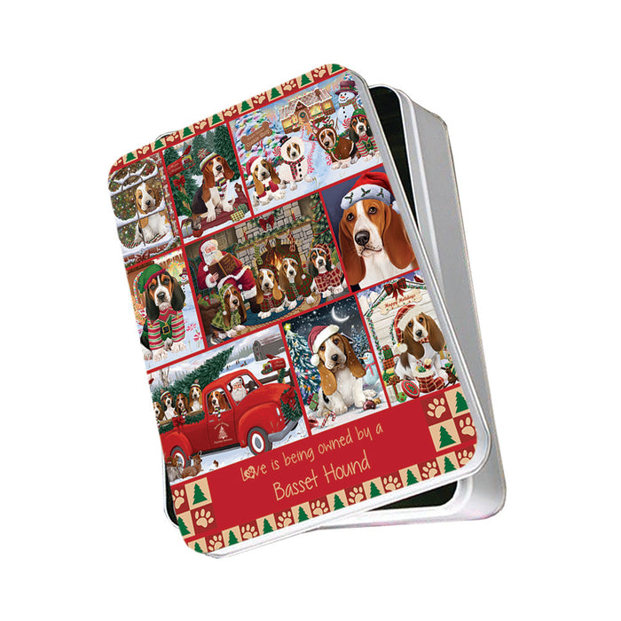Love is Being Owned Christmas Basset Hound Dogs Photo Storage Tin PITN57138