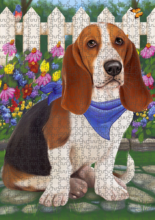 Spring Floral Basset Hound Dog Puzzle with Photo Tin PUZL53040
