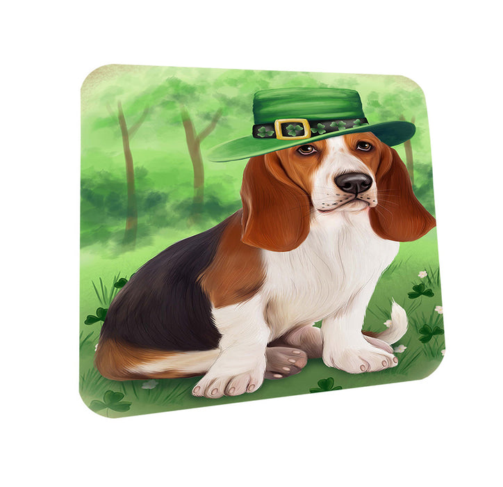 St. Patricks Day Irish Portrait Basset Hound Dog Coasters Set of 4 CST49266