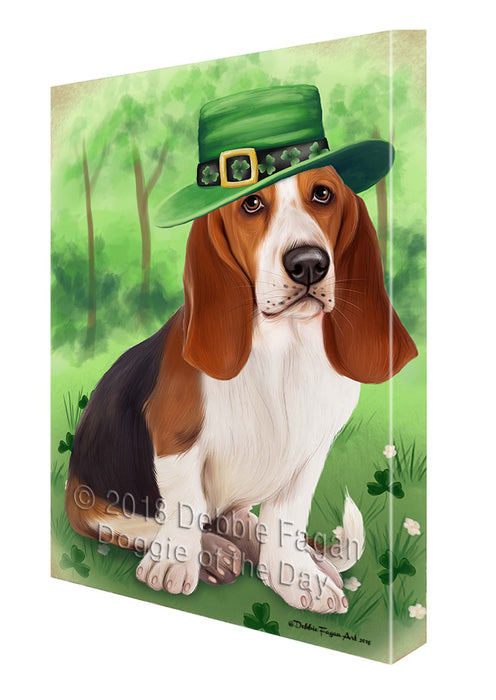 St. Patricks Day Irish Portrait Basset Hound Dog Canvas Wall Art CVS58656