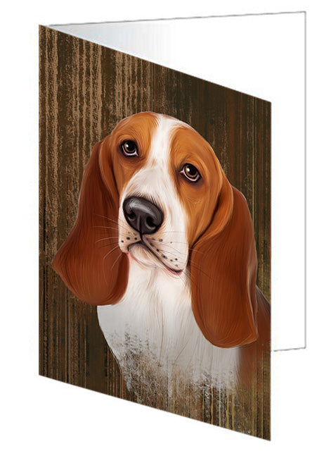 Rustic Basset Hound Dog Handmade Artwork Assorted Pets Greeting Cards and Note Cards with Envelopes for All Occasions and Holiday Seasons GCD54992