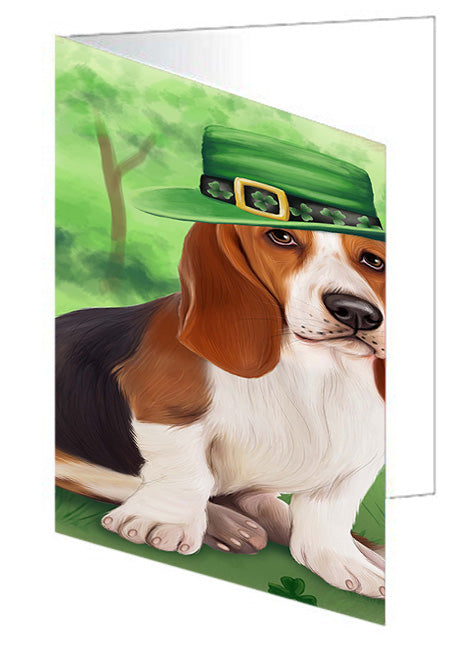 St. Patricks Day Irish Portrait Basset Hound Dog Handmade Artwork Assorted Pets Greeting Cards and Note Cards with Envelopes for All Occasions and Holiday Seasons GCD51950
