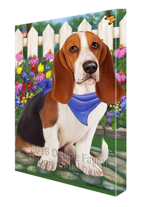 Spring Floral Basset Hound Dog Canvas Wall Art CVS63754