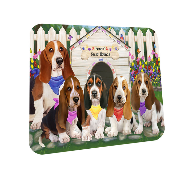 Spring Dog House Basset Hounds Dog Coasters Set of 4 CST49738