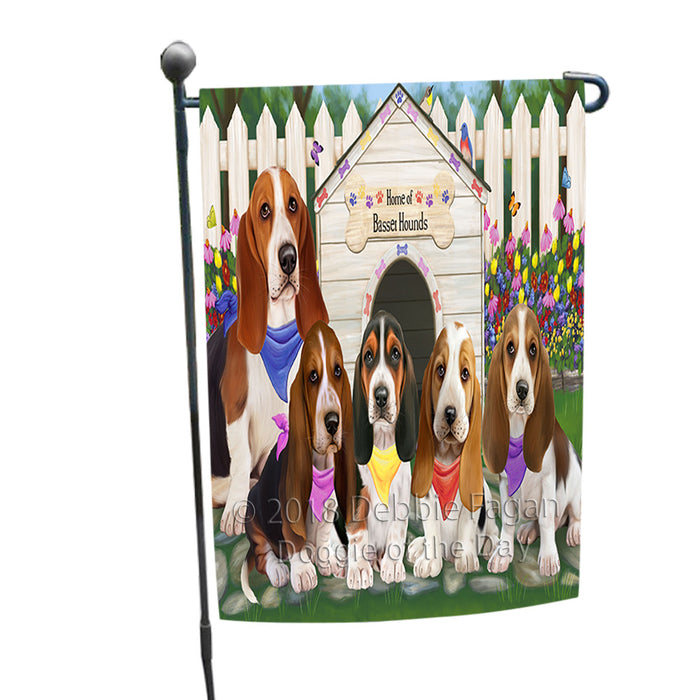 Spring Dog House Basset Hounds Dog Garden Flag GFLG49608