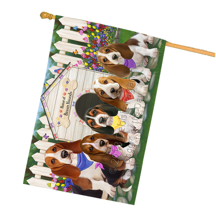 Spring Dog House Basset Hounds Dog House Flag FLG49744