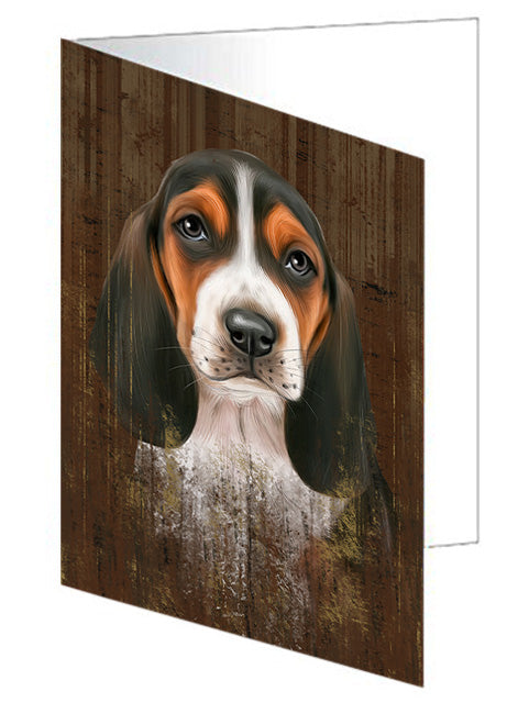 Rustic Basset Hound Dog Handmade Artwork Assorted Pets Greeting Cards and Note Cards with Envelopes for All Occasions and Holiday Seasons GCD54995