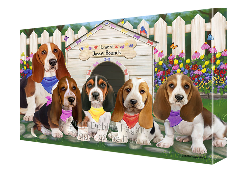 Spring Dog House Basset Hounds Dog Canvas Wall Art CVS63763