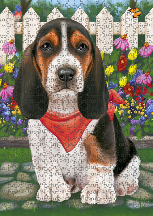Spring Floral Basset Hound Dog Puzzle with Photo Tin PUZL53046