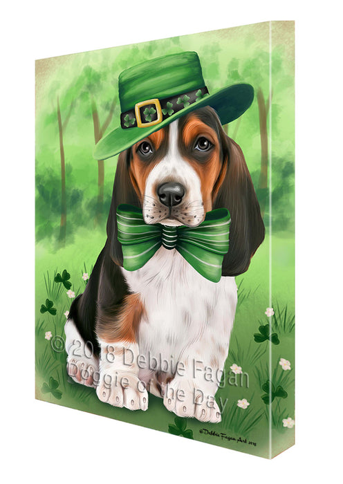 St. Patricks Day Irish Portrait Basset Hound Dog Canvas Wall Art CVS58674
