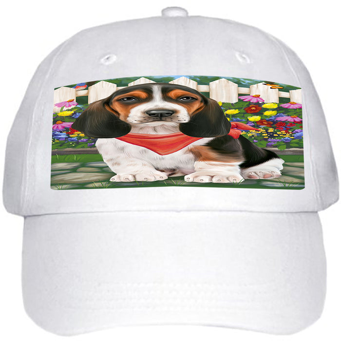 Spring Floral Basset Hound Dog Ball Hat Cap HAT53073