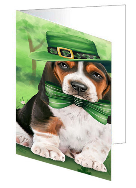 St. Patricks Day Irish Portrait Basset Hound Dog Handmade Artwork Assorted Pets Greeting Cards and Note Cards with Envelopes for All Occasions and Holiday Seasons GCD51956