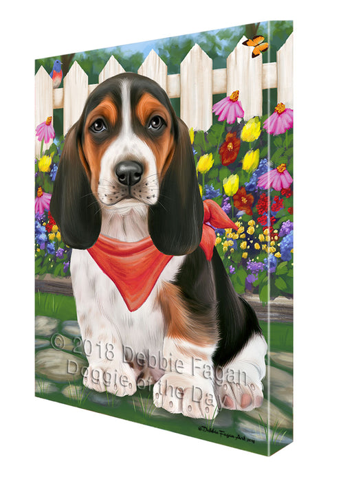 Spring Floral Basset Hound Dog Canvas Wall Art CVS63772