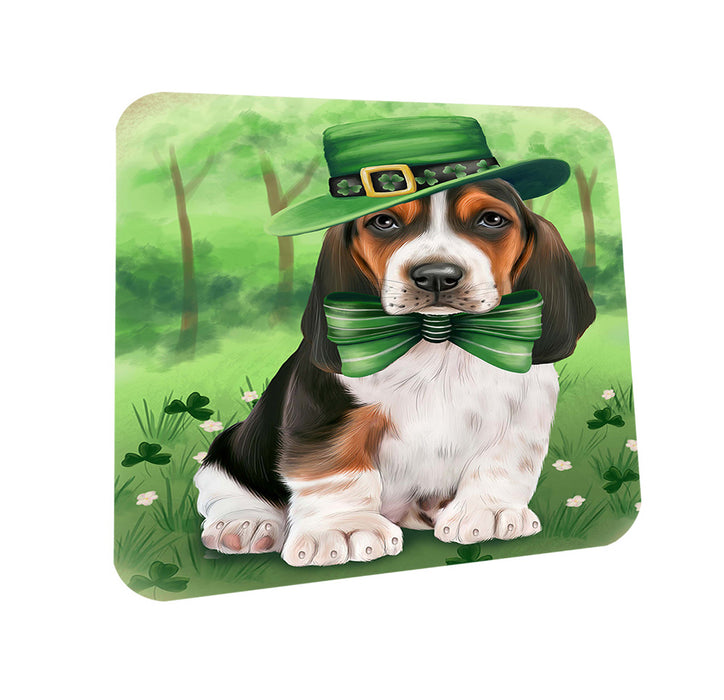 St. Patricks Day Irish Portrait Basset Hound Dog Coasters Set of 4 CST49268