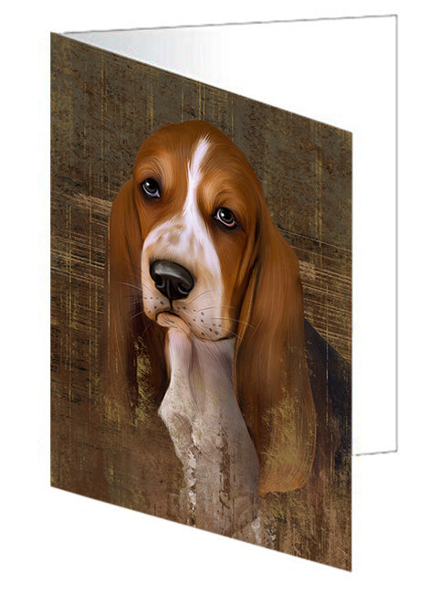 Rustic Basset Hound Dog Handmade Artwork Assorted Pets Greeting Cards and Note Cards with Envelopes for All Occasions and Holiday Seasons GCD54998
