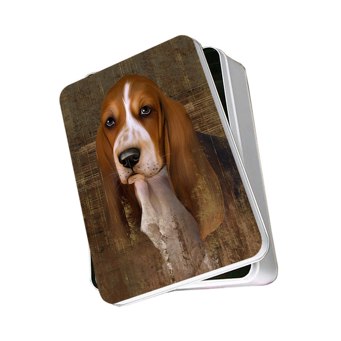 Rustic Basset Hound Dog Photo Storage Tin PITN50323