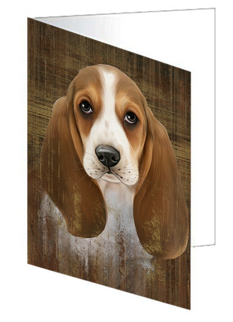 Rustic Basset Hound Dog Handmade Artwork Assorted Pets Greeting Cards and Note Cards with Envelopes for All Occasions and Holiday Seasons GCD55001