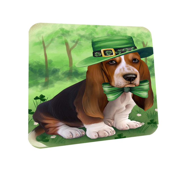St. Patricks Day Irish Portrait Basset Hound Dog Coasters Set of 4 CST49269