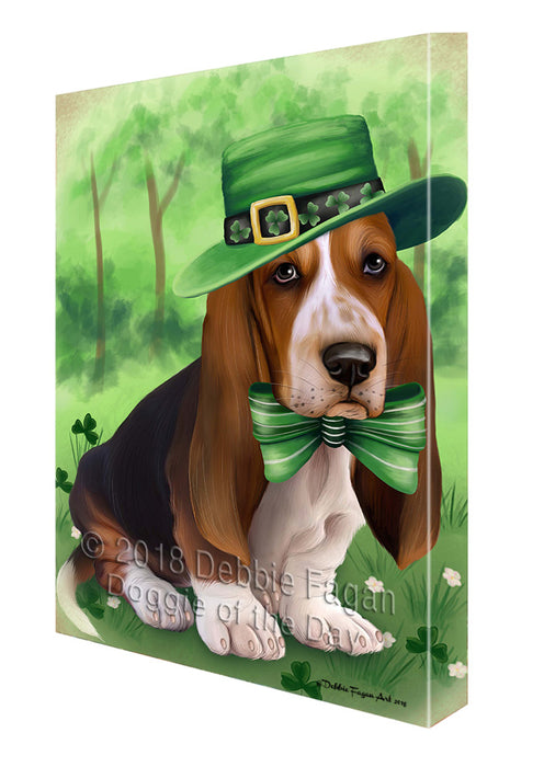 St. Patricks Day Irish Portrait Basset Hound Dog Canvas Wall Art CVS58683