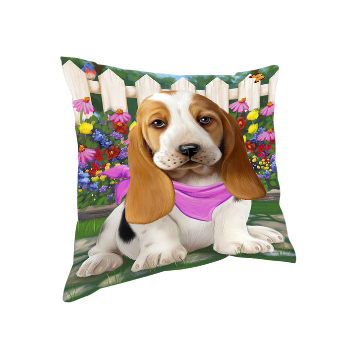 Spring Floral Basset Hound Dog Pillow PIL54980
