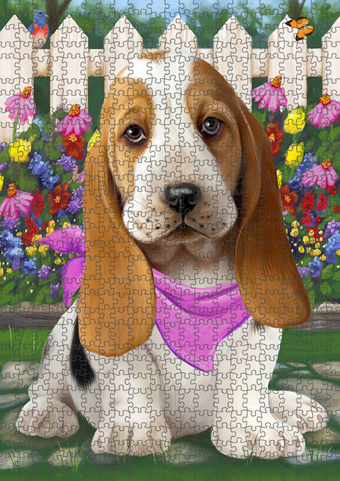 Spring Floral Basset Hound Dog Puzzle with Photo Tin PUZL53049