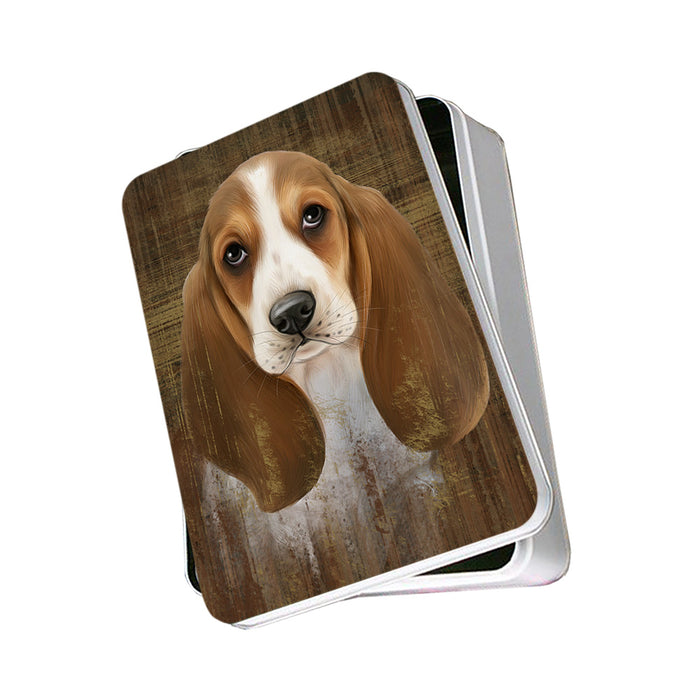 Rustic Basset Hound Dog Photo Storage Tin PITN50324