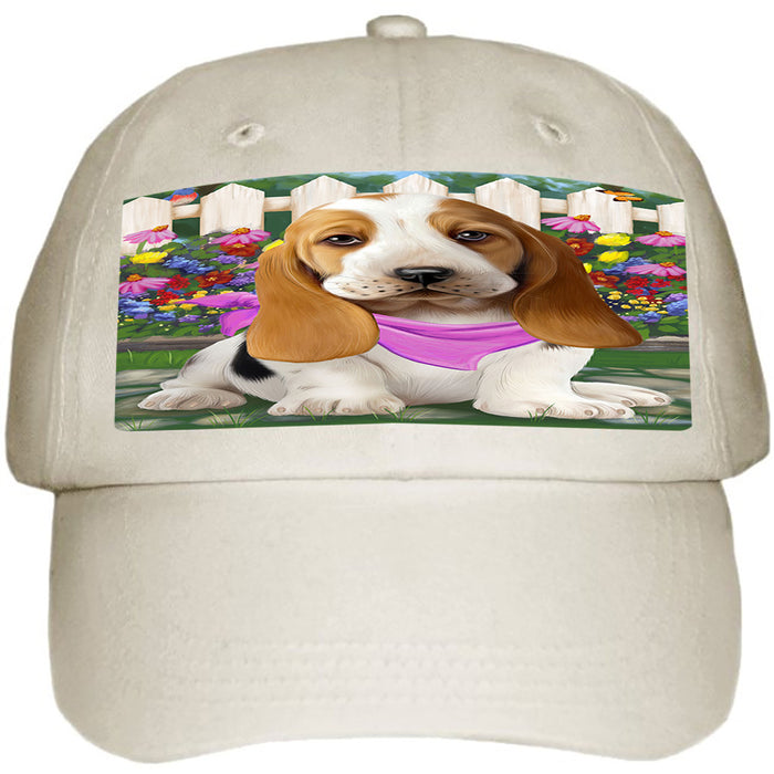 Spring Floral Basset Hound Dog Ball Hat Cap HAT53076