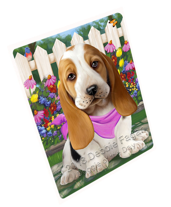 Spring Floral Basset Hound Dog Tempered Cutting Board C53208